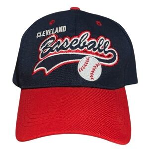 CLEVELAND OHIO BASEBALL HAT W/INDIANS COLORS NAVY W/RED BILL